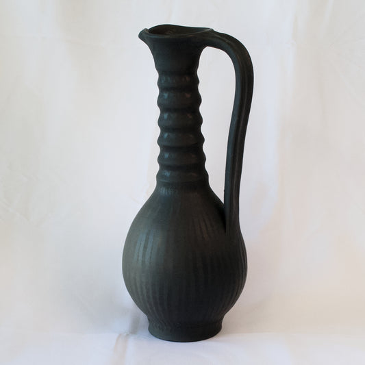 Black Ceramic Wavy Neck Pitcher - Avery