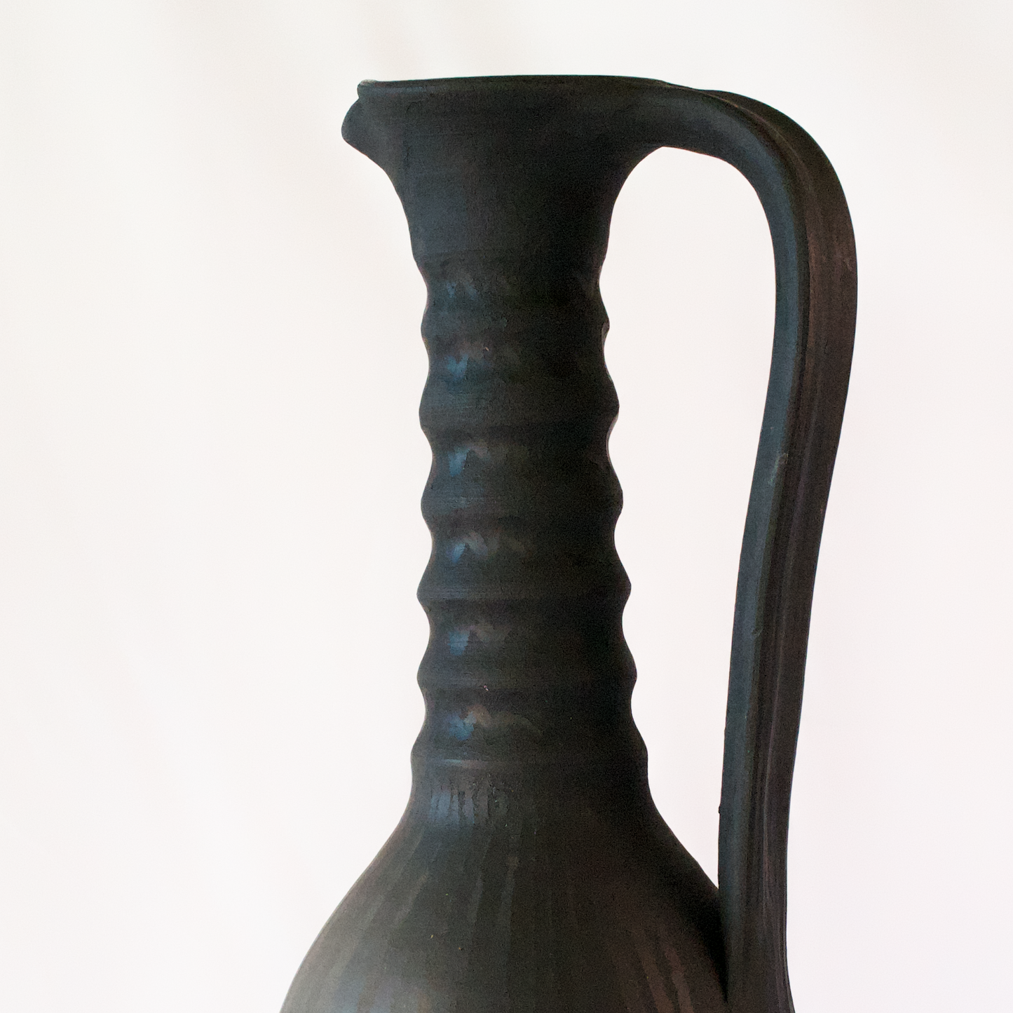 Black Ceramic Wavy Neck Pitcher - Avery