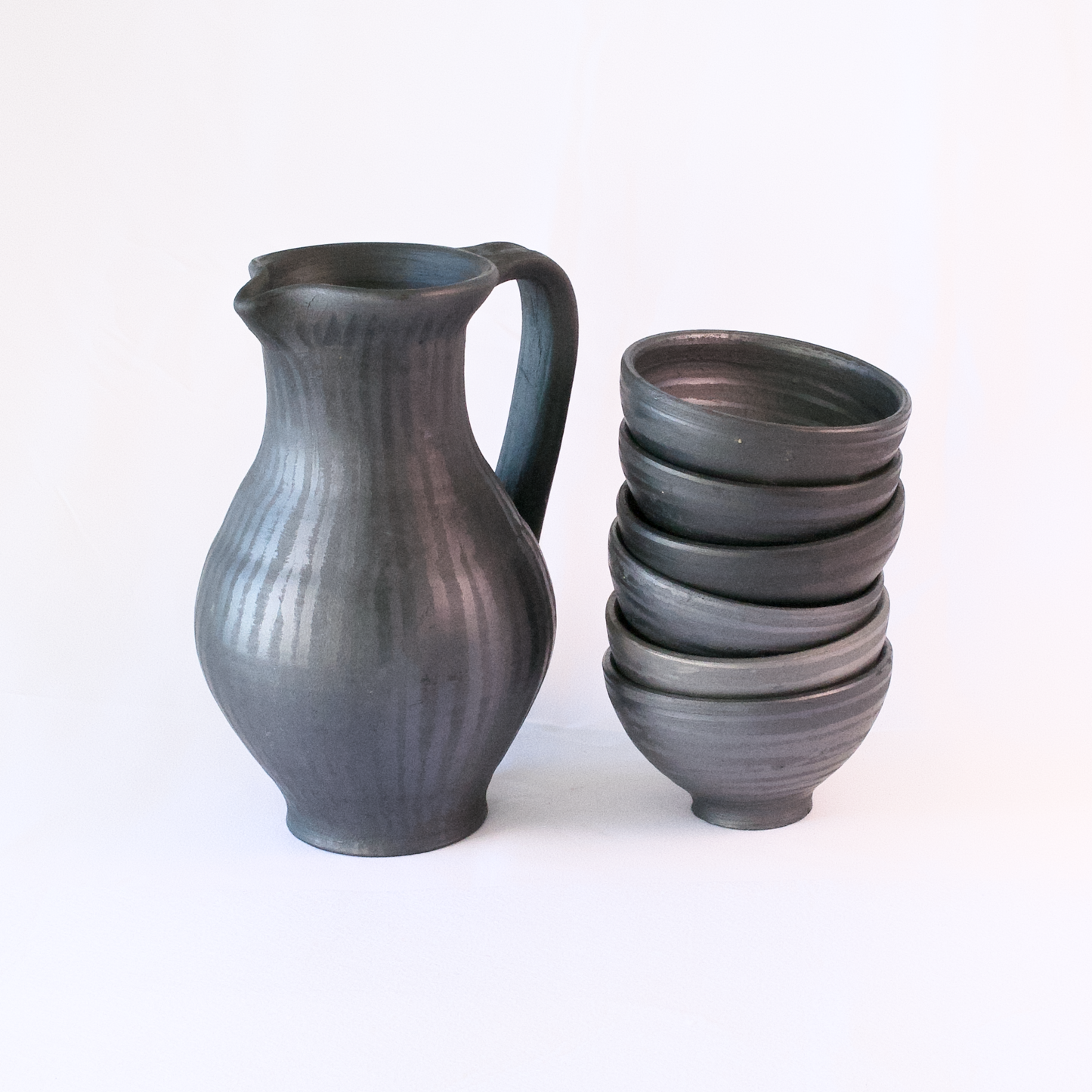 Black Ceramic Pitcher Set - Em