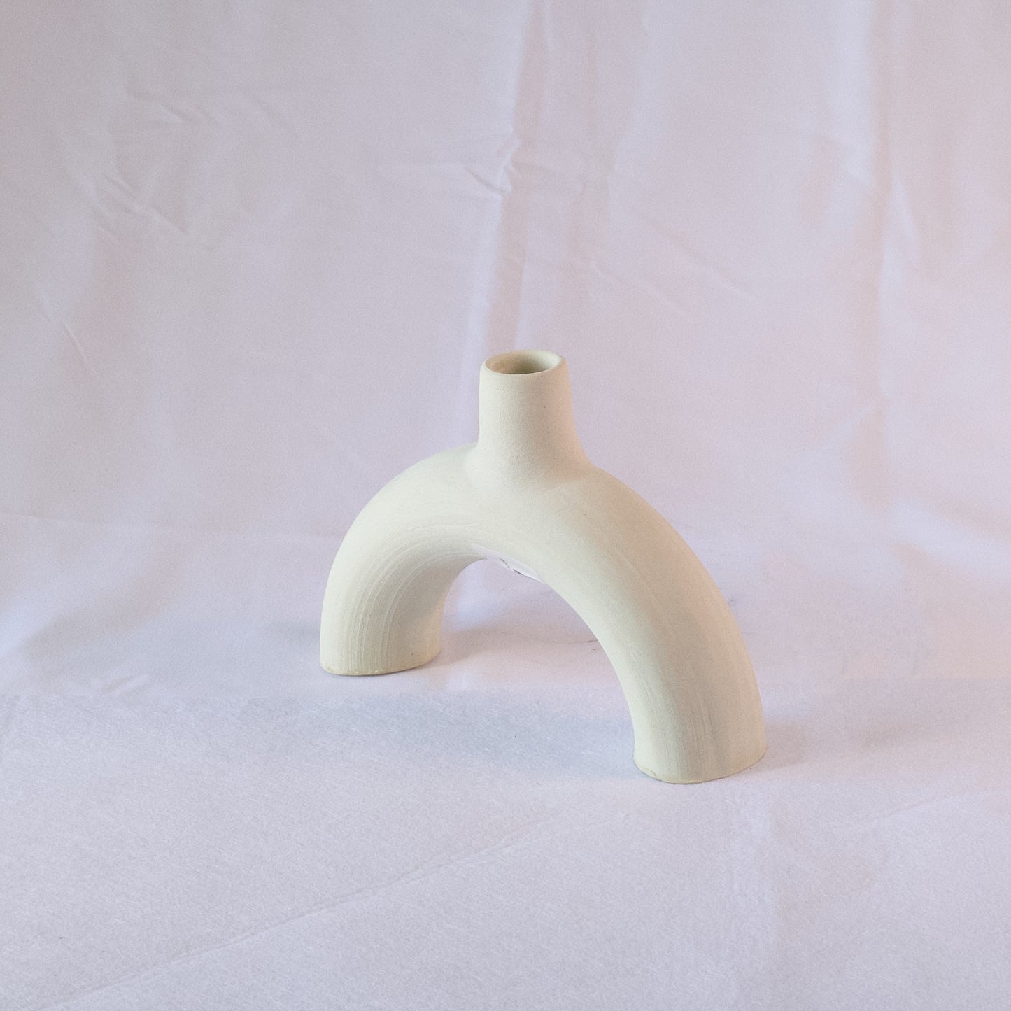 White Ceramic Arc Candle Holder