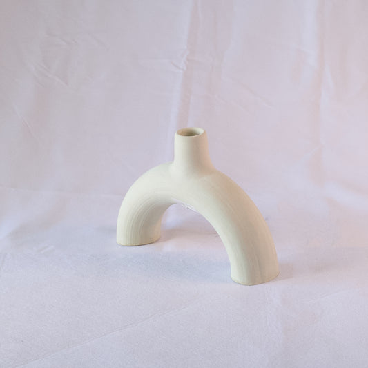 White Ceramic Arc Candle Holder