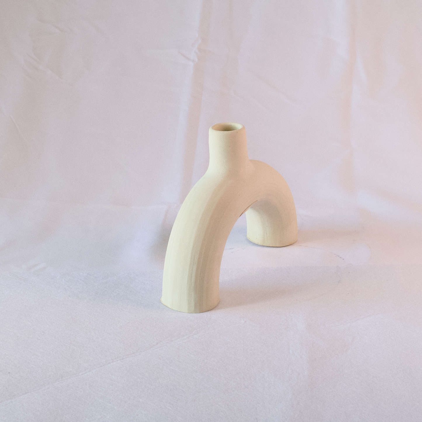 White Ceramic Arc Candle Holder